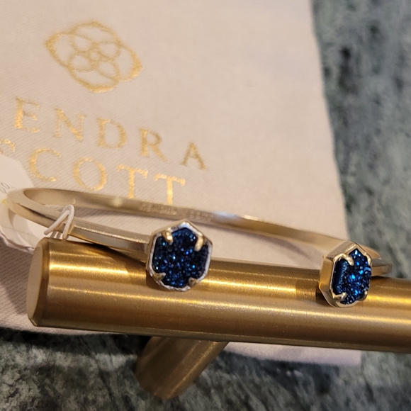 NWT KENDRA SCOTT DRUSY BLUE CUFF BRACELET ADJUSTABLE - Picture 3 of 7